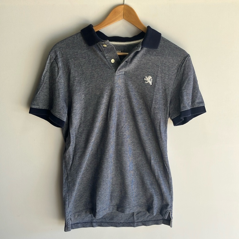 Express Gray and Blue Polo Shirt Classic Design